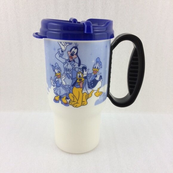 Walt Disney World Blue Coffee Mug Travel Cup w Lid Coca Cola Mickey Minnie 2007 - Picture 4 of 12